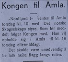 Fleire aviser i Sogn og Fjordane melde om Det Norske Skogselskap sin tur Bergen – Sogn, 27. – 28. mai 1936. HM Kong Haakon VII var med til støtte for skogsaka. (Denne notisen stod i Sogningen, 26. mai 1936).