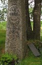 Innskrifta på minnesteinen: KYRKJESONGAR * G. L. [Gjert Larsson] AARNÆS * 1854-1910. Anna Aarnæs (1847-1937) var kona hans.