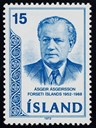 President Asgeir Asgeirsson (1894-1972) på frimerke. Han var Islands andre president, frå 1952 til 1968.
