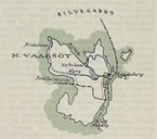 Kartskisse over Nord Vågsøy kommune 1917. Me ser at det er veg frå Raudeberg til 'Refviken' og til Myre. Vegen sørover til grensa med Sør Vågsøy står oppført med stipla linje, dvs. som prosjektert veg. 
 