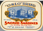 Sardinboks-etiketten dei brukte like etter sardinproduksjonen starta opp i 1930.