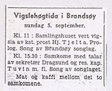 Kunngjering av vigslehøgtida 5. september 1954. (<em>Firda Folkeblad</em>, 02.09.1954.)