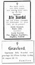 Dødsannonse i Firda Folkeblad 5. juni 1945 og kunngjering om gravferd i same avisa i august 1945.