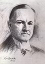 Mr. Calvin Coolidge, president i USA i åra 1925-1929. Teikning av Mons Breidvik, 1926.