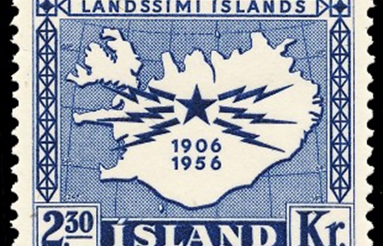 <p>I 1956 gav det islandske postverket ut eit s&aelig;rfrimerke i h&oslash;ve 50 &aring;rsjubileet for landssimi Islands, det islandske telegrafverket.&nbsp;</p>