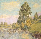 Målarstykke av William H. Singer kalla "Tidleg sommer ved elva i Olden".  Måla i 1915.
