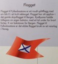 «Ein festrigga flåte, med flagget i topp». Fylkesbaatane sitt rederiflagg var i bruk frå 1858 til 2009. (Faksimile frå boka Dampen og kaia, 1998.)
