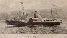 «Kvar båten i flåten var kjær og kjend» Dette er DS «Alden», i ruteheftet 1924. Ei matroslue med merket «Alden» var ein del av honoraret for festsongen.