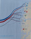 Utsnitt av kart som viser den organiserte Shetlandsfarten med operasjonsmål i Sogn og Fjordane (i boka Krigsår. Liv og Lagnader i Sogn og Fjordane 1940-1945. 