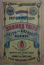 Framside på brosjyre «Summer trips from Leith and Aberdeen to Norway».