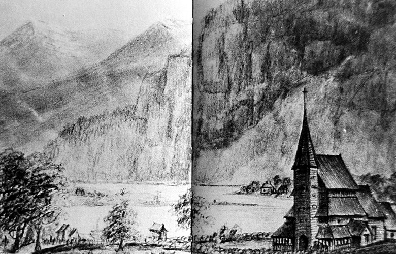 Stedje kyrkje, «Hoved-Kirke», var vallokale  i 1814. Kyrkja vart riven il 1867.
