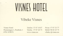 Visittkort til Visnes Hotel 2002.