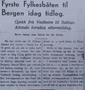 <p>Fylkesbaatane i Sogn og Fjordane 9. april &ndash; 16. mai 1940. Oppslag i Firda Folkeblad om f&oslash;rste ruta Sogn og Fjordane &ndash; Bergen etter 9. april. Den 15. mai skal det g&aring; b&aring;t fr&aring; Vadheim til Salhus (n&aelig;r Bergen) og tilbake. Dagen etter, 16. mai, gjekk &laquo;Hornelen&raquo; f&oslash;rste rutetur Bergen &ndash; Sogn fr&aring; Bergen hamn, i krigstid.  B&aring;ten m&aring;tte navigera gjennom minefelt i Byfjorden.</p>