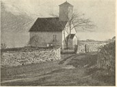 Slik såg kyrkja ut frå 1836 til 1909. Ho vart skildra i krasse ordelag av både bygdefolket og mange andre.
