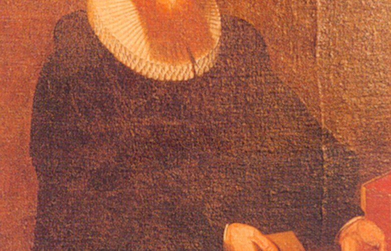 Dette presteportrettet vert ofte sagt å vera av Meister-Jo, Jon Mogensen Skanke (ca. 1570-1618). Meir truleg er det Jørgen Abelsøn Beyer som er portrettert. Han var sokneprest i Gloppen og døydde i 1651.

