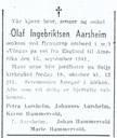 Dødsannonse i høve gravferda, i Fjordenes Tidende 19. oktober 1945.