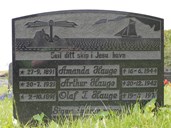 Gravminne på grava til Arthur Hauge og foreldra hans.