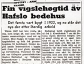 Om vigslinga 28. mai 1967 i ei av lokalavisene.