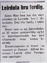 Notis i avisa Sogningen 10.08.1934: Brua er ferdig.