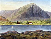 "Askvold i Sundfjord" er tittelen på dette måleriet av T. C. Jæger. Det skal vera frå 1849. Jæger reiste rundt både i Norge og Sverige for å finna motiv til sine landskapsmåleri.