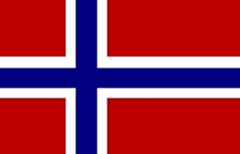 Det norske handels- og orlogsflagg 1821 til 1844 og Noreg sitt flagg frå 1898.