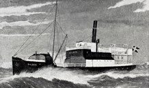 Fylkesbaatane sitt ruteksip D/S 'Balder' frakta veljarar gratis til og frå røystestaden i Florø søndag den 13. august. Båten var kjøpt brukt i 1880.