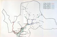 Kart over Luster kommune slik kommunen såg ut i 1905. Henta frå Trafikkplankomiteen si innstilling for Sogn og Fjordane. 1919.