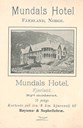 Annonse for Mundals Hotel - rundt 1900.