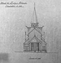 Detalj frå originalteikningane til Ortnevik kyrkje: "Tverrsida mot vest". 