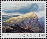 I Posten sin frimerkeserie <i>Norsk Malerkunst,</i> 1976, har det eine av to frimerke Dahl sitt måleri <i>Stugunøset paa Filefjeld</i> (1851) som motiv. Fjellet ligg i Oppland fylke, eit kort stykke aust for fylkesgrensa med Sogn og Fjordane.