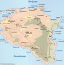 Kart over Selja med  avmerka turstiar.