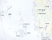 Kart over området der kaperen herja. Det er vel tvilsamt om han hadde klart å ta seg inn til Utvær og Husøy utan kjentfolk om bord.
