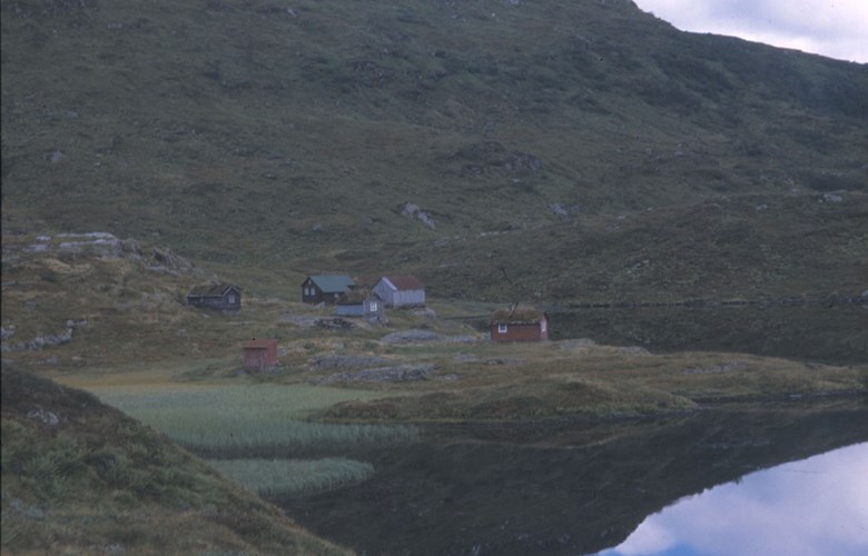 Røyrvikstølen på eit nes i Røyrvikstølsvatnet.