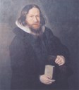 Erik Nordal, prest i Leikanger frå 1618 til 1658, og stamfar til Legangerslekta.
Målarstykket heng i Leikanger kyrkje, og er laga av bergenskunstnaren Elias Fiigenschoug i 1641.