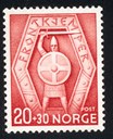 I krigsåra 1940-1945 kom det ut to frimerkeutgåver med tilleggsverdi til innteket for frontkjempar-organisasjonen. Dette kom ut 2. august 1943 og tilleggsverdien på 30 øre gjekk til frontkjemparkontoret.