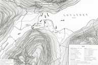Kartskisse som syner Ramnefjellet, Lodalsvatnet og gardane Nesdal og Bødal.