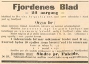Annonse i Fjordenes Blad, 22. juli 1897. Rasmus Sindre var redaktør i åra 1895-1901, og redaksjonen si postaddresse var Sindre pr. Faleide.

