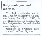 Notis i Fjordenes Tidende 27. februar 1947.