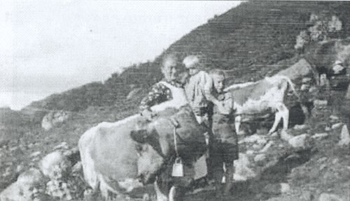 Bilete av Brita Berge med Bjørg Lidal på armen og Kjetil Miljeteig attmed.
