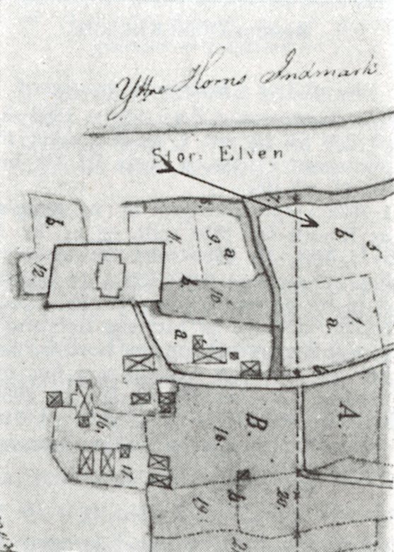 Illustrasjon av Kyrkhornstunet's område.