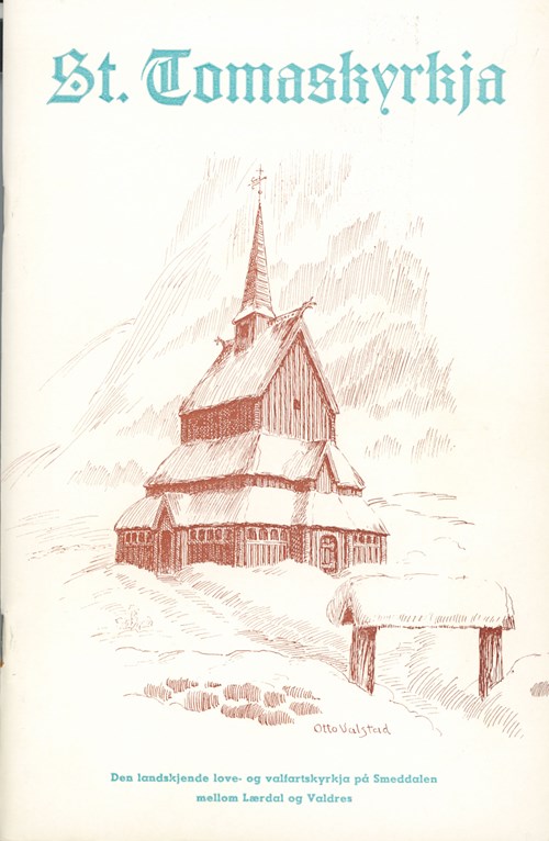 Illustrasjon av korleis Otto Valstad trudde gamleSt. Tomaskyrkja såg ut.