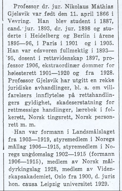 Bilete frå eit stykke i Bergens Tidende om Gjelsvik.